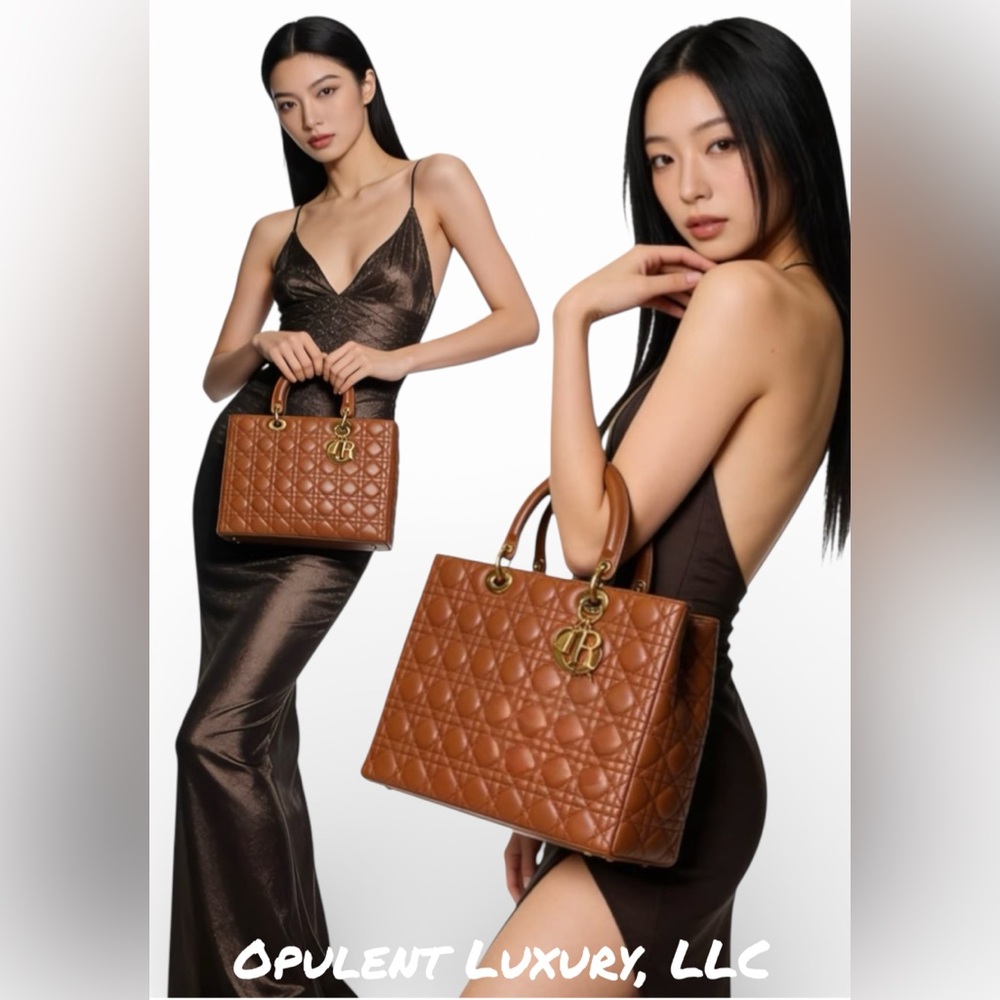 2-26 Preloved Christian Dior Lady Dior Lambskin Leather, Large